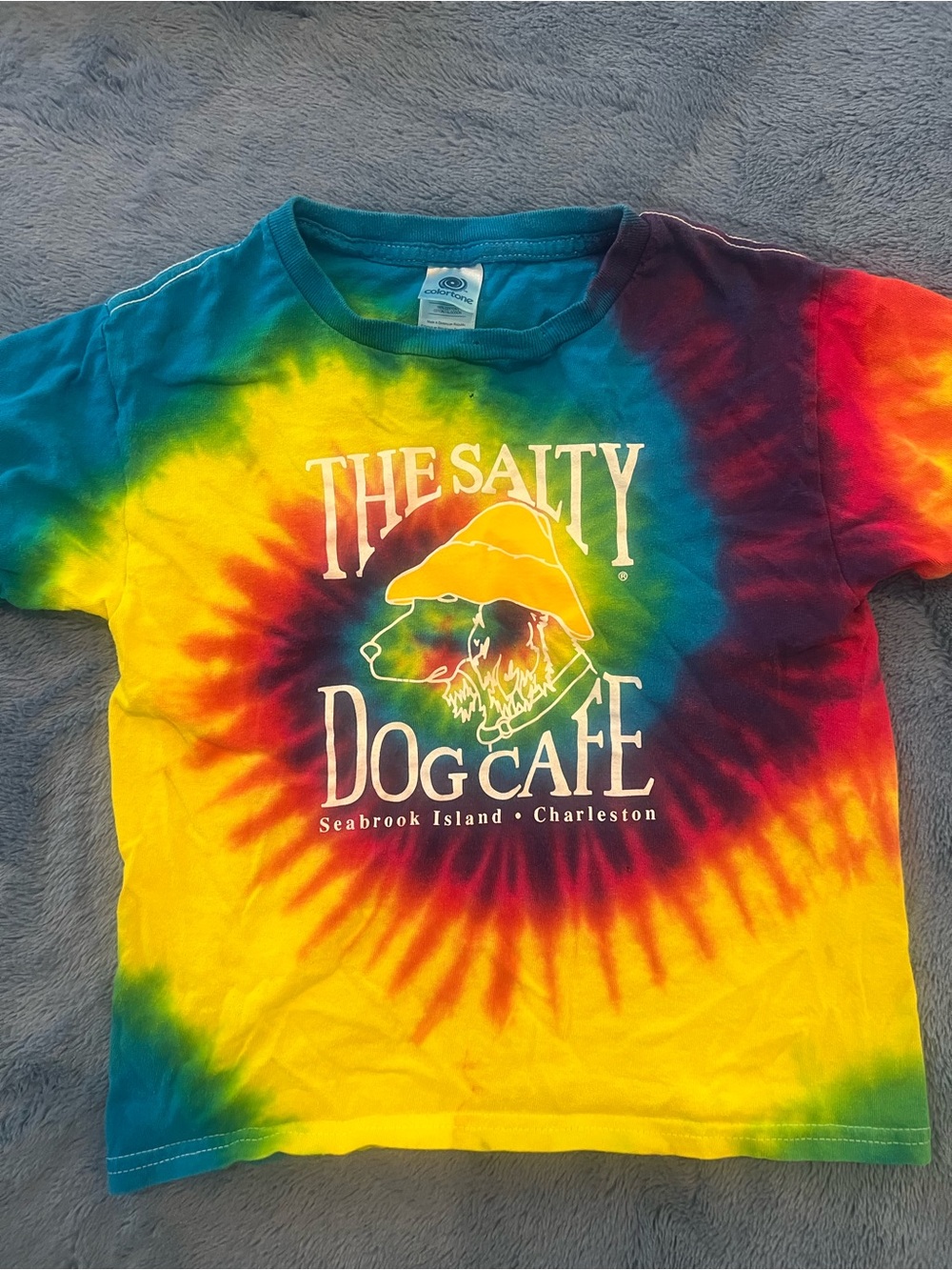 Salty Dog Tie-Dye Dog T-Shirt - Yellow/Blue/Red